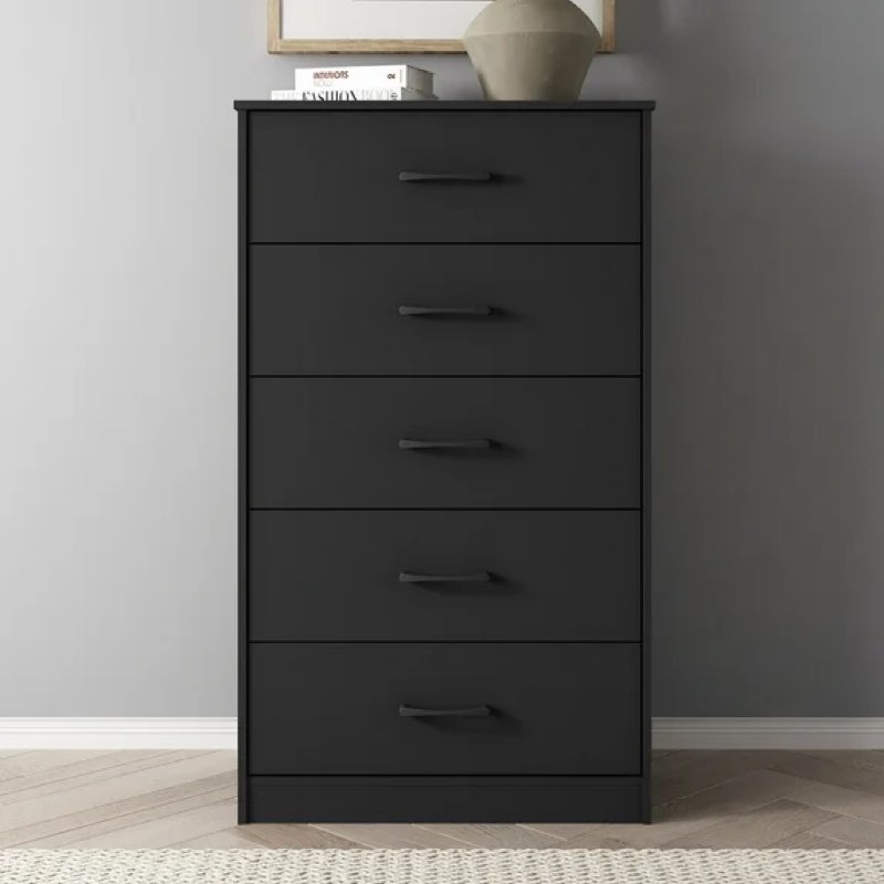 mainstays ardent 5 drawer dresser, black
