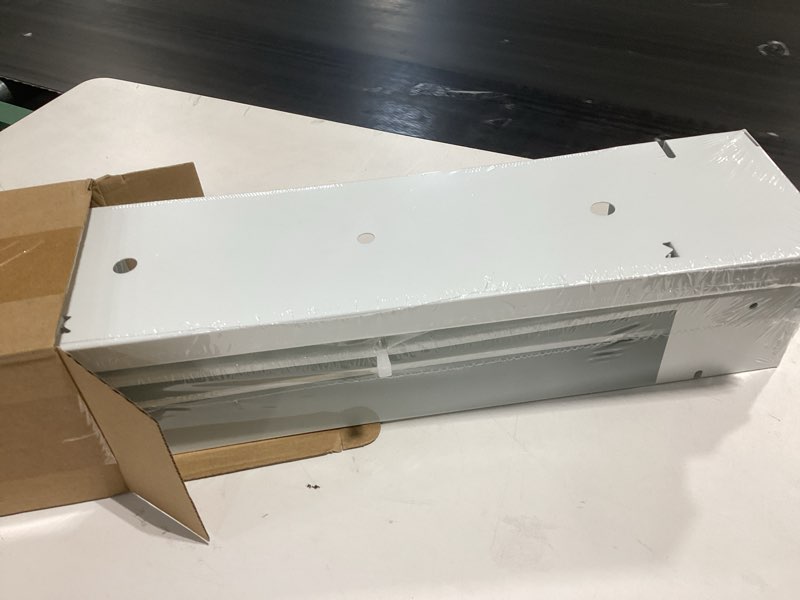 Condition photo showing As Is for blulu 2 pcs 18 inch baseboard register duct opening size modern design vent covers for home floor wall baseboard air covers supply floor diffuser including screws (white) 18 inch white 2