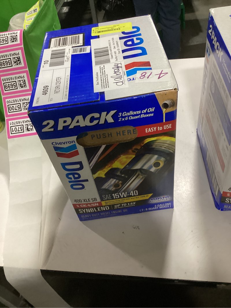 Condition photo showing New/Like New for delo xle sb synthetic blend diesel motor oil sae 15w-40 3 gallon smart change