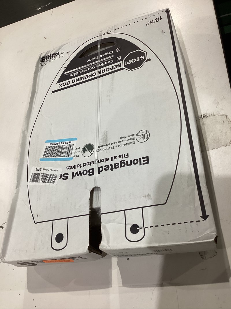 Condition photo showing Good Condition for KOHLER 4636-RL-0 Cachet ReadyLatch Elongated Toilet Seat Slow Close, Soft Close Toilet Seat Quiet Lid, Contoured Grip-Tight Bumpers Installation Hardware, Apartment Essentials, White White Elongated Ready Latch