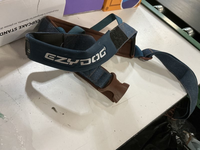 Condition photo showing As Is for ezydog quick fit dog harness – no pull harness for training, everyday walking, and easy control - adjustable fit, reflective, and padded (x-large, denim) x-large denim