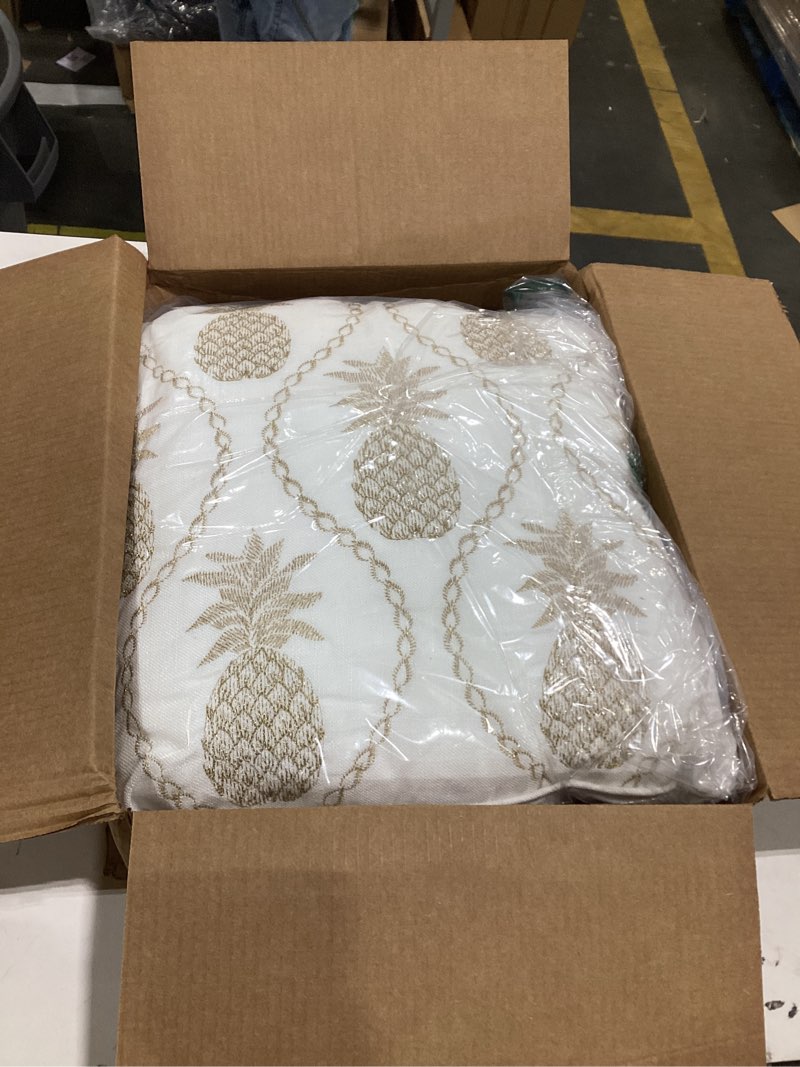 Condition photo showing As Is for Tommy Bahama Throw Pillow Soft Cotton with Zipper Closure, Tropical Design, Ideal for Bed or Couch, 20" x 20", Golden Pineapples Gold