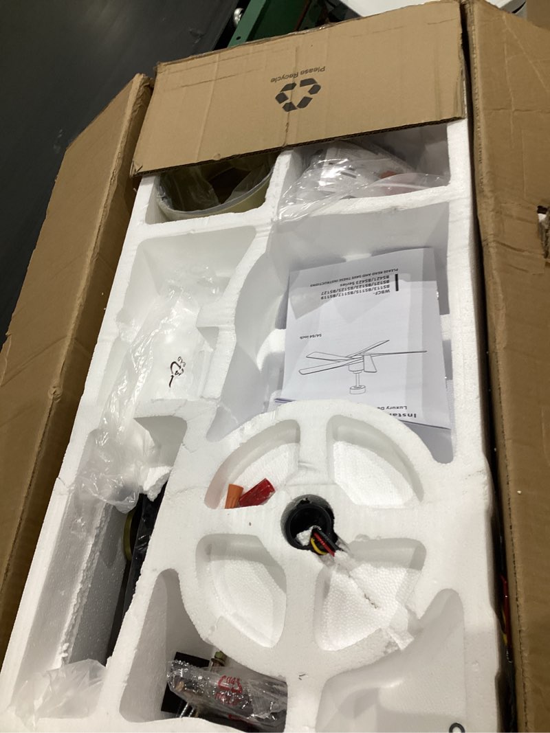 Condition photo showing Good Condition for wingbo 54" abs dc ceiling fan no light, 5 blade abs plastic ceiling fan with remote, 6-speed reversible dc motor, ceiling fan without light for kitchen bedroom living room, brass and matte black brass and black 54"