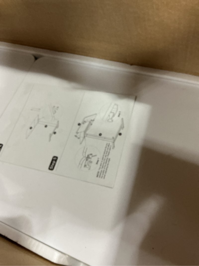 Condition photo showing Good Condition for Sweetcrispy Small Standing Desk Rolling Table Adjustable Height, Laptop Mobile Stand with Wheels, Portable Computer Workstation with Tiltable Desktop for Teacher Classroom Home Office, White White 15.7" x 27.6" x 43.3"