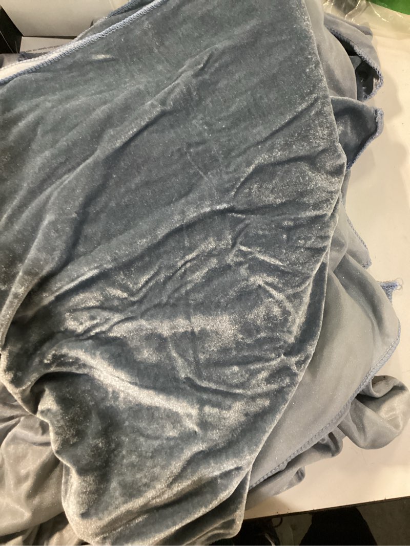 Condition photo showing Good Condition for Lazzzy Blue Blackout Velvet Curtains 108 Inch Long Thermal Insulated Lined Curtain Drapes Luxury Back Tab Window Treatments for Bedroom Living Room 2 Panels, 52 x 108 Inch, Aegean Blue