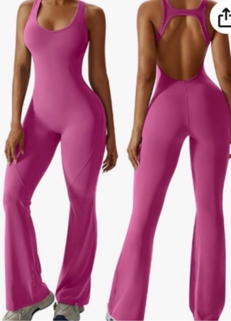 OEAK Womens Flare Jumpsuit Tummy Control Cutout Romper Workout Outfits Sleeveless Unitard Seamless XS