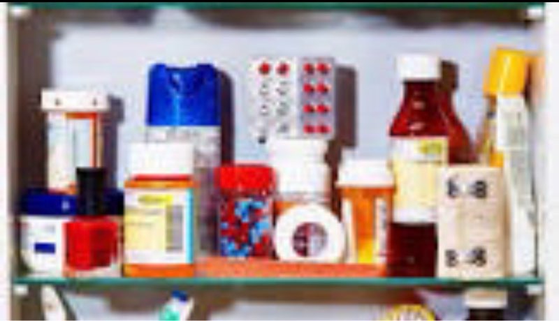 assortment of different medications (for children and adults, varying dates of expiration)