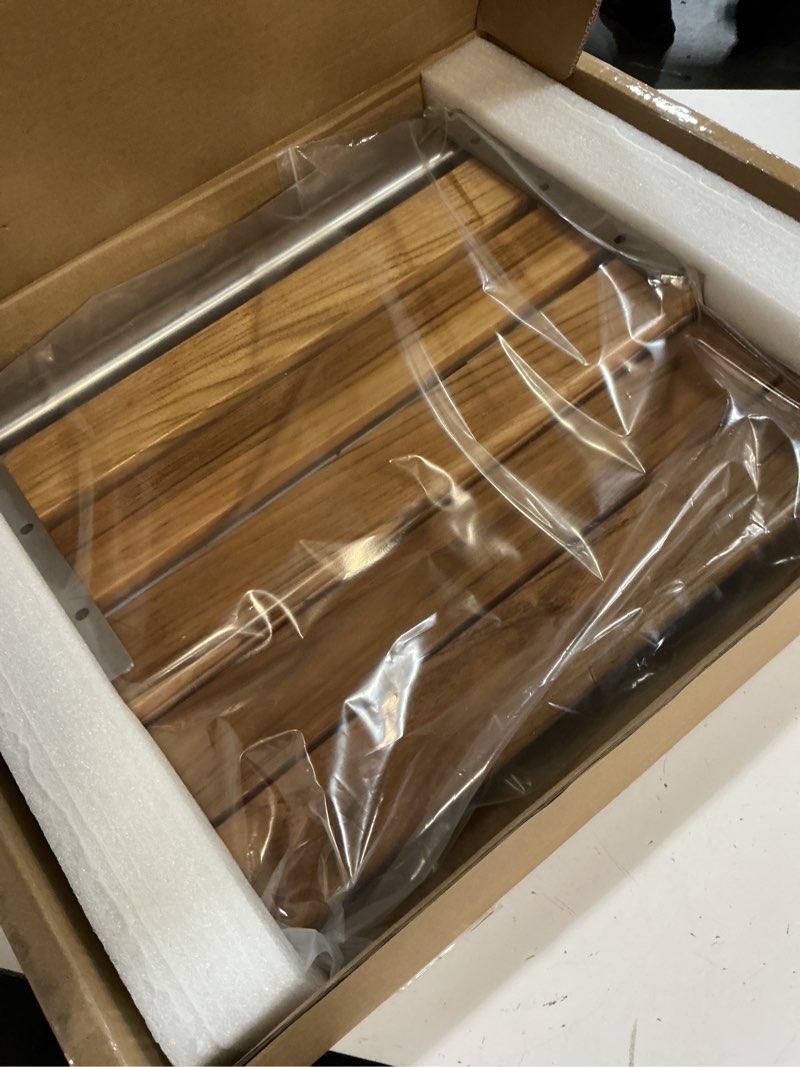 Condition photo showing Good Condition for [upgraded version] 20" folding teak shower seat wall mounted- shower bench for inside shower, ada compliant teak shower seat wall mounted bench bathroom stool, folding bathtub shower seat for elderly 20*17*10.9 inch