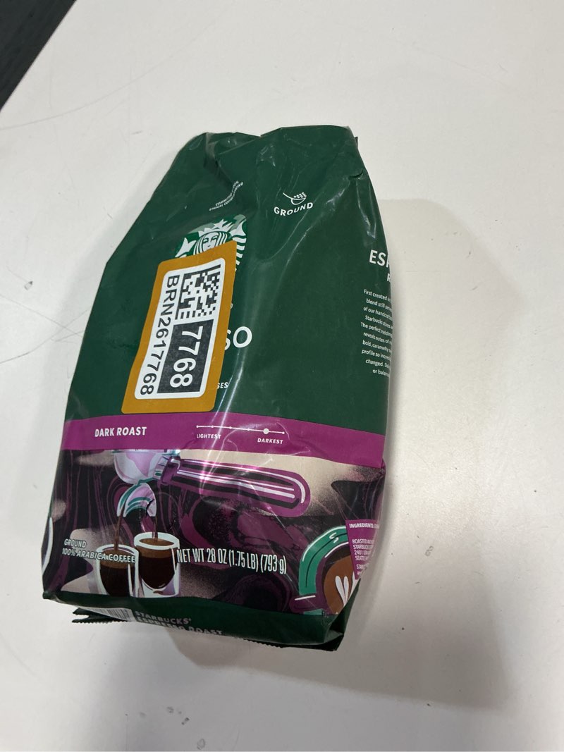 Condition photo showing Good Condition for (Best before 15-mar-2026)Starbucks Ground Coffee, Dark Roast Coffee, Espresso Roast, 100% Arabica, 1 bag (28 oz) 28 Ounce (Pack of 1)