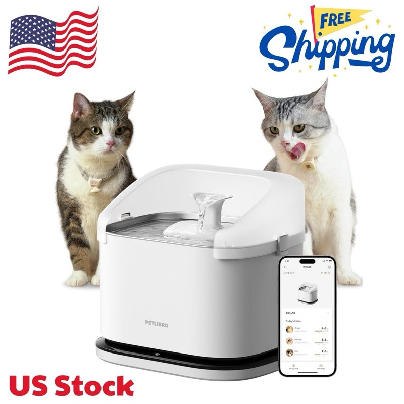 petlibro rfid multi cats water fountain with cat recognition & hydration monitoring, pump-free auto 
