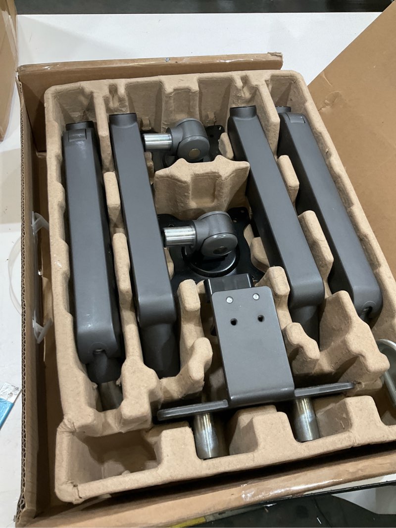 Condition photo showing Good Condition for AOC AM420G Dual Monitor Stand - Full Adjustable Monitor Desk Mount Swivel Vesa Bracket with C Clamp, Grommet Mounting Base for 17 to 34 Inch Computer Screens - Each Arm Holds 4.4 to 19.8lbs Dual Arms