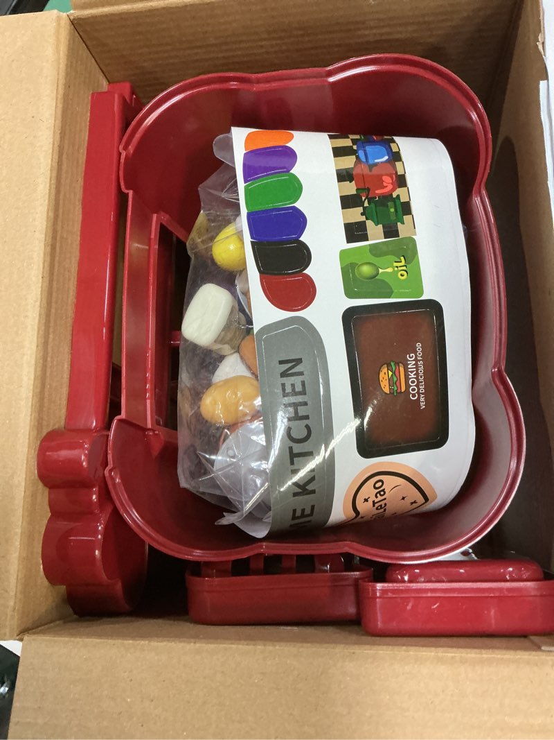 Condition photo showing Good Condition for Kitchen Set for Toddler with Sound and Light?Pretend Cooking Food Set,Kids Kitchen Playset?Play Sink with Running Water and Electronic Induction Stove?Kitchen Accessories (red Kitchen Set)