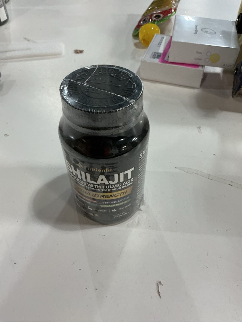 Condition photo showing New/Like New for  Exp: 27/04/2027 Shilajit Capsules - Premium Shilajit for Men - with Ashwagandha Ginseng and More Fulvic Acid for Men/Women - 120 Capsules 120 Count (Pack of 1) Shilajit