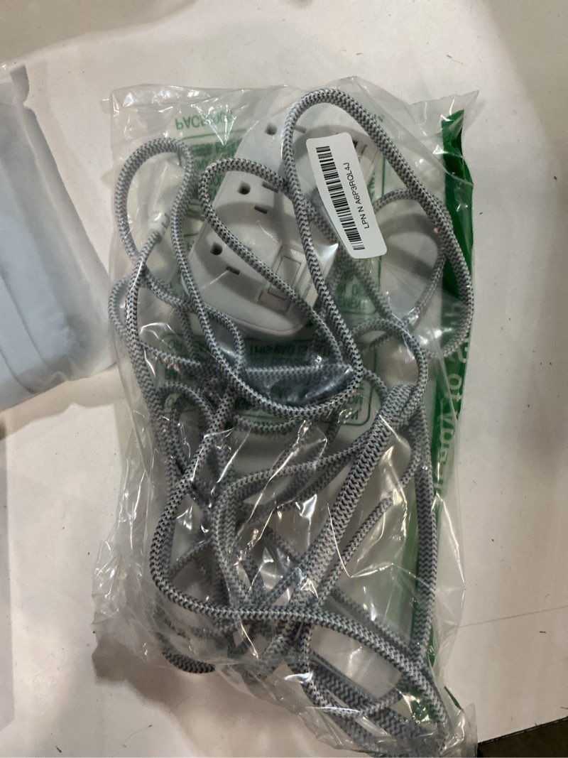Condition photo showing As Is for Extension Cord 15 ft - Surge Protector Power Strip Flat Plug with 6 Widely Outlets 3 USB (5V/3.4A 17W) Charging Ports, Multi Plug Wall Outlet Splitter for Home Bedroom Hotel Office Desktop Accessories 15 FT-45°Plug 6AC+2U1C