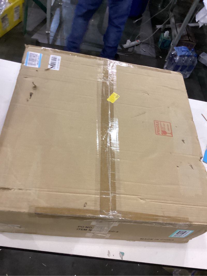 Condition photo showing New/Like New for Modern Farmhouse Chandelier for Dining Room, 5-Lights Gold Chandelier for Entryway, Hand-Woven Rattan Pendant Light for Bedroom Kitchen Living Room