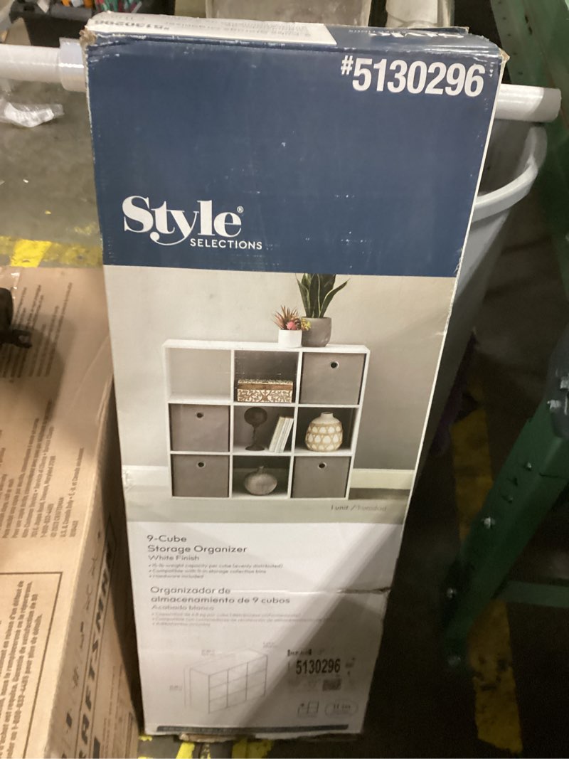 Style Selections 35.88-in H x 35.88-in W x 11.63-in D White Stackable Wood laminate 9 Cube organizer