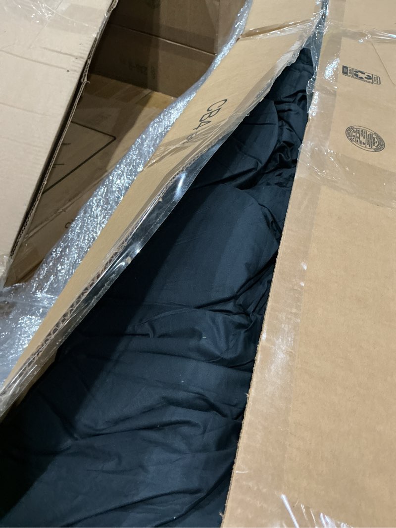 Condition photo showing As Is for three geese pinch pleat waterfowl feathers and down comforter cal king size duvet insert,750+ fill power,1200tc 100% cotton, premium all seasons black-gray warm hotel comforter with 8 tabs. cal king:108x98inches black-gray