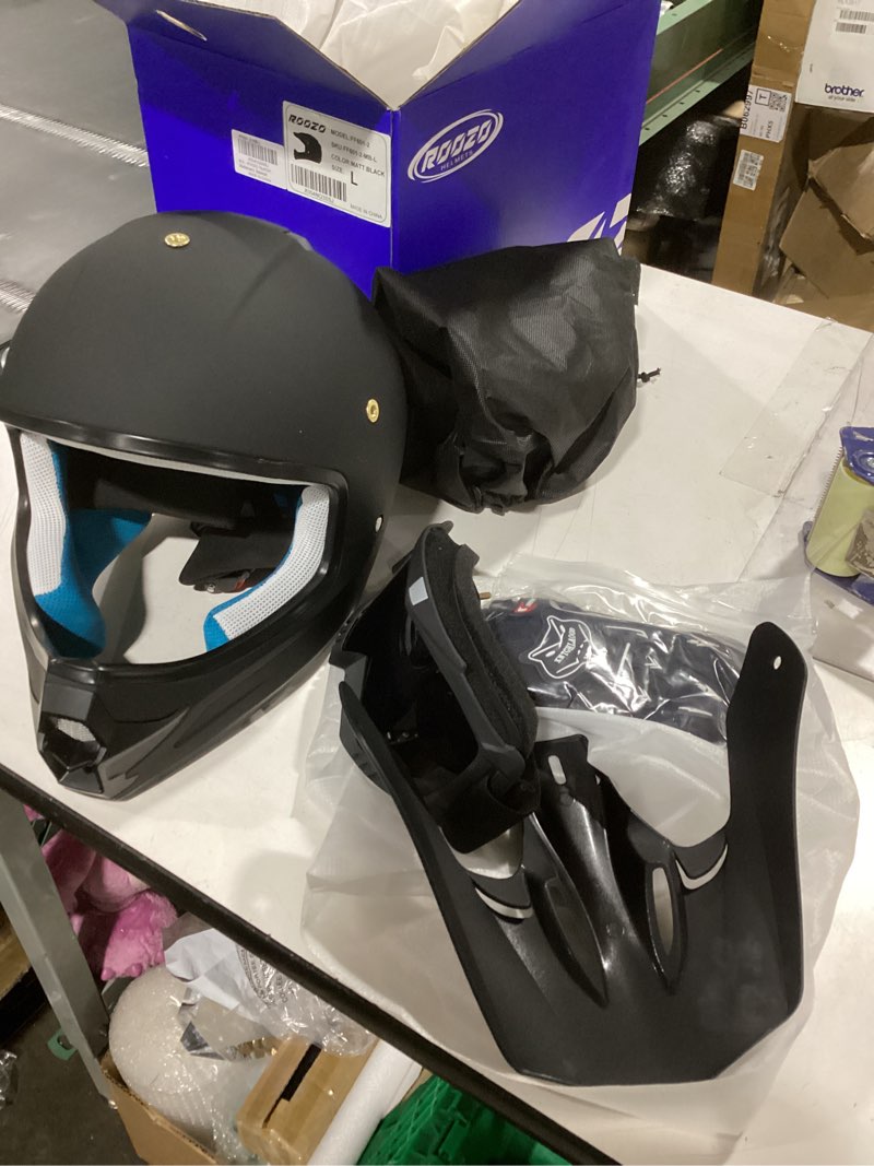 Condition photo showing New/Like New for youth dirt bike helmet dot certified - full face motorcycle helmet for off-road, atv, street riding, includes adjustable goggles & protective gloves