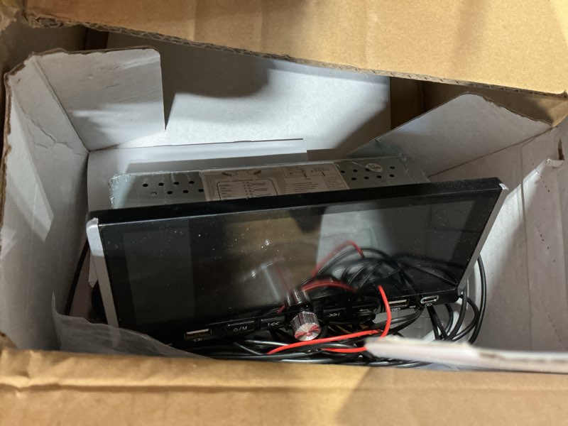 Condition photo showing Good Condition for single din radio car stereo with wireless apple carplay & android auto, 6.9" uhd touchscreen car stereo with bluetooth, 1080p backup camera mirror link navigation usb type-c fast charging fm/am eq swc