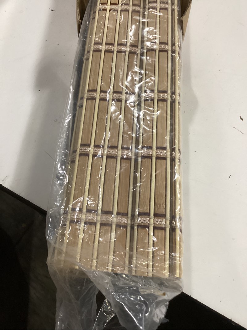 Condition photo showing New/Like New for LazBlinds No Tools No Drill Cordless Bamboo Roman Shades, Light Filtering Window Treatment, Roll Up Bamboo Blinds for Windows 27'' W x 64'' H, Natural 306 Light Filtering-natural306 27" W x 64" H