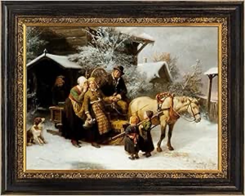 FOLKOR Vintage 16x20 Frame for Canvas Oil Paintings, Black Gold Heavy Wood Frames for Memorial Portr
