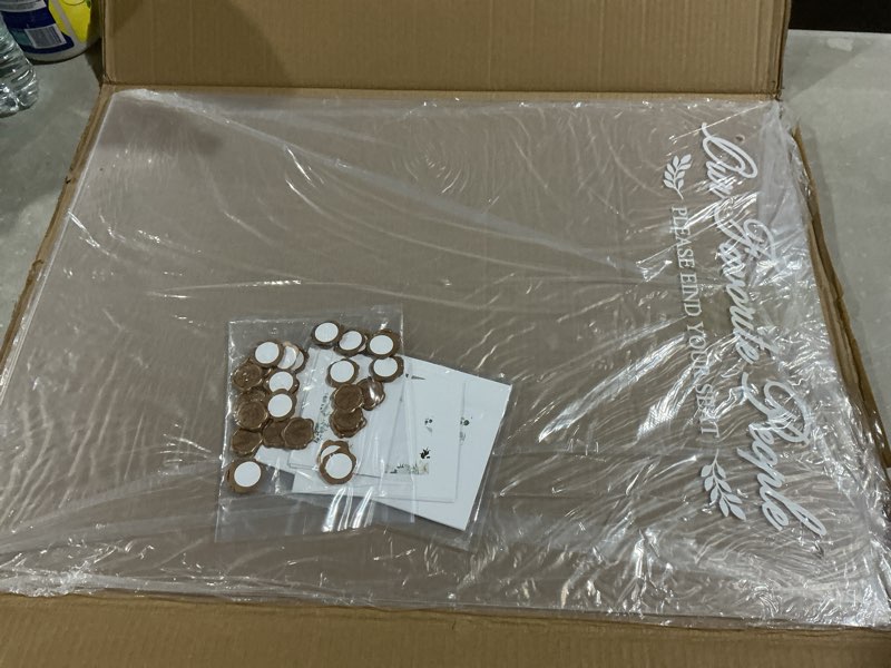 Condition photo showing Good Condition for wedding seating chart board for reception display, elegant rustic acrylic welcome please eind your seat sign, wedding guest table list signs board with seal stickers & cards