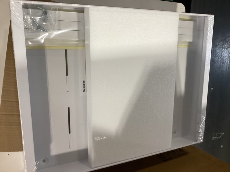 Condition photo showing New/Like New for 2 pack expandable (15.1"-26.3") pull out cabinet organizer 21" deep with raising pad for framed cabinets,upgrade 3 slide rails slide out drawers,no drill roll out shelves adhesive,white