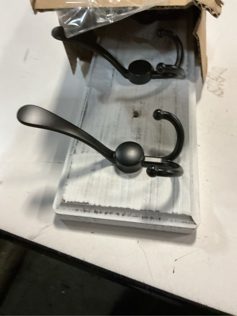 Condition photo showing Good Condition for coat rack wall mount, wooden heavy duty coat rack for wall,6 triple coat hanger hooks for hanging coats,jacket,hat,clothes (grey white, 6 hooks) 6 hooks grey white