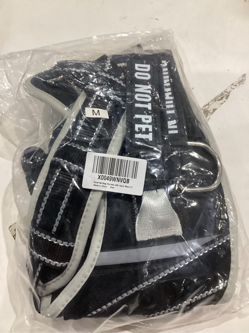 Condition photo showing Good Condition for Neck Padded Service Dog Vest Harness and Leash Set, No Pull Adjustable Service Pet Harness with 8 Dog Patches, Reflective in Training Easy Control Pet Vest with 5ft Dog Leash for Medium & Large Dogs M Black