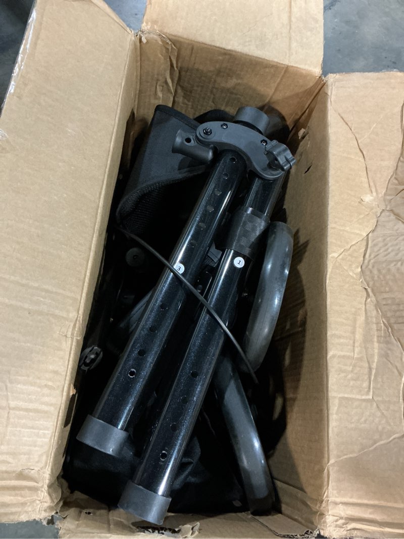 Condition photo showing As Is for Foldable Rollator Walker with Seat for Seniors & Adults Lightweight 2-in-1 Walker and Wheelchair Combo Adjustable Handle Height and Seat Transport Chair with Brakes 300 lbs Weight Capacity Black 2-in-1 Rollator