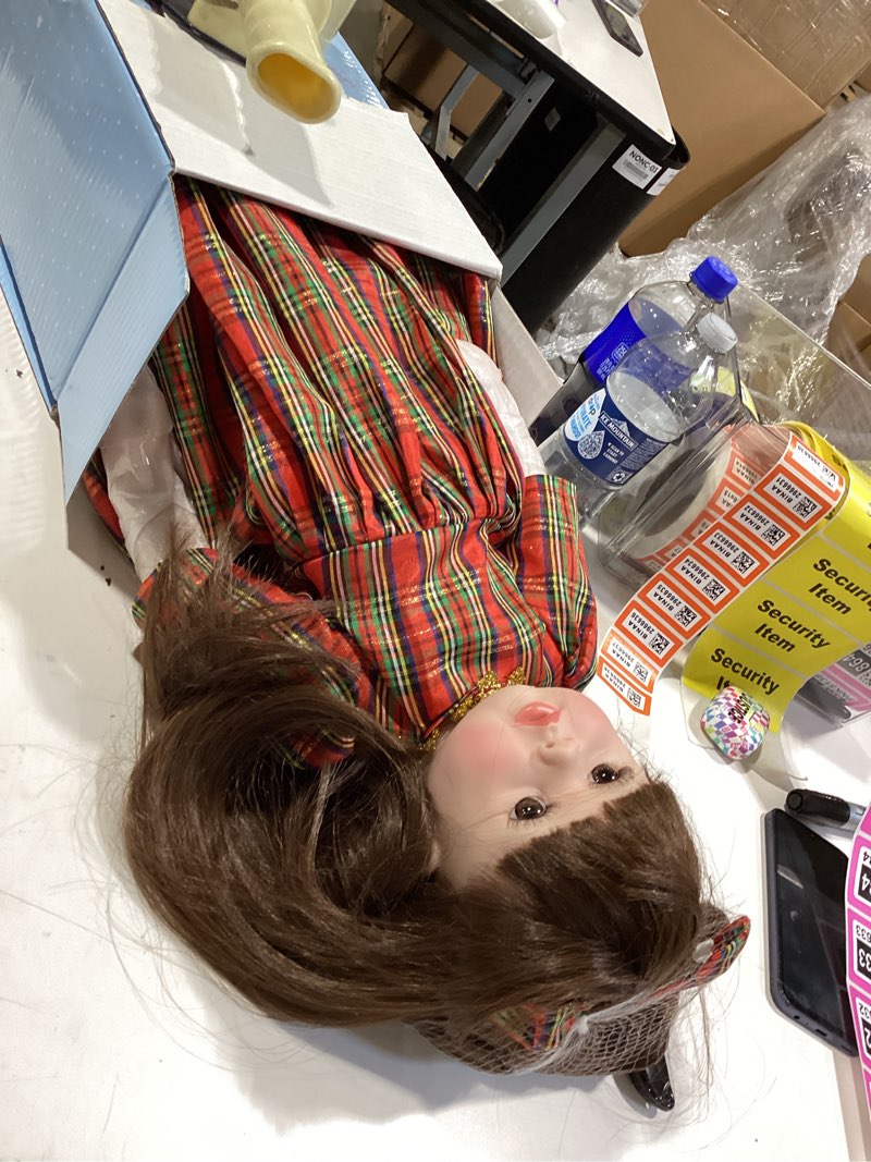 Condition photo showing Good Condition for icradle 24inch reborn baby doll girl soft body baby doll silicone vinyl toddler realistic baby dollprincess long hair lifelike neborn baby doll toy for ages 3+ red plaid dress