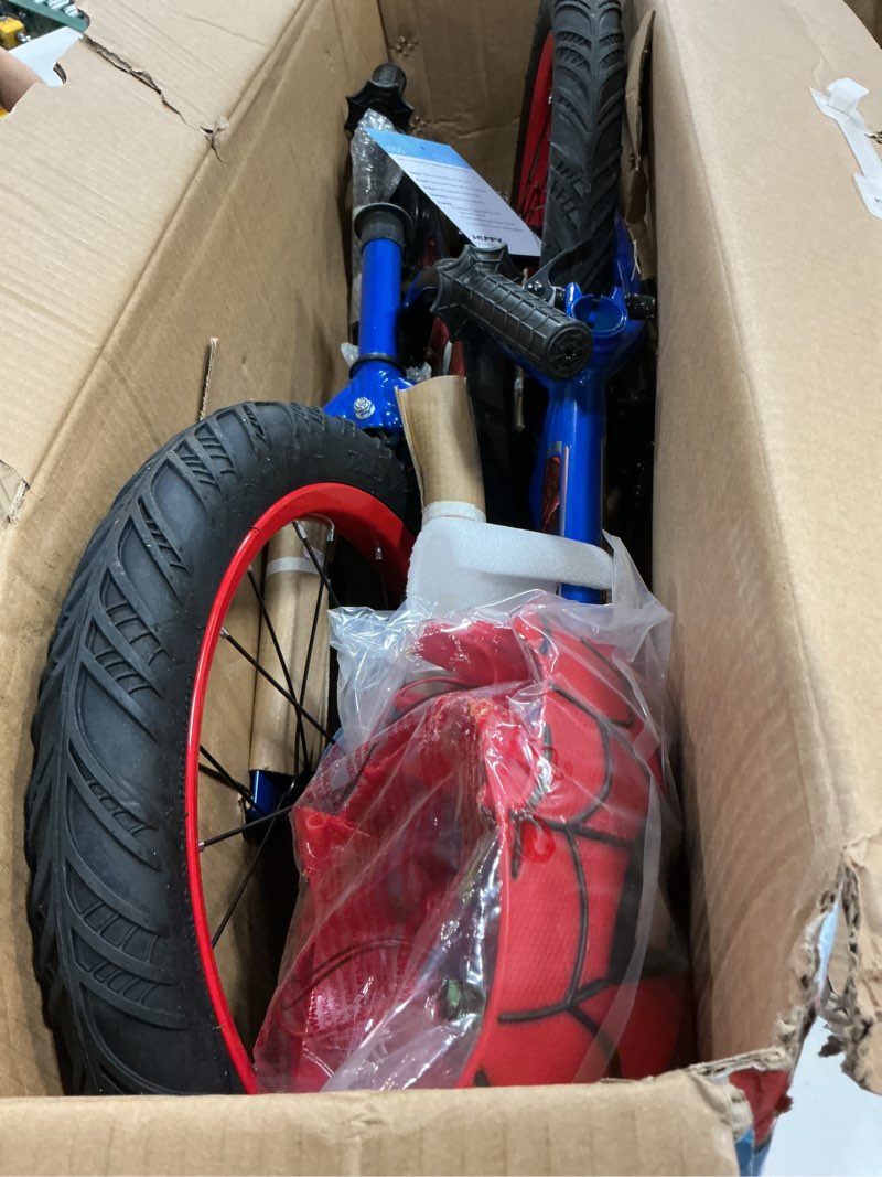 Condition photo showing As Is for huffy 16" marvel spider-man kids' bike, fits riders 42" - 48", red, youth, boy's