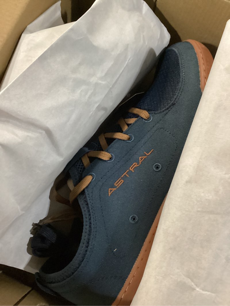 Condition photo showing New/Like New for size 11 astral men's loyak shoes - barefoot, quick-drying, minimalist sneaker for casual wear, water sports, travel, & hiking