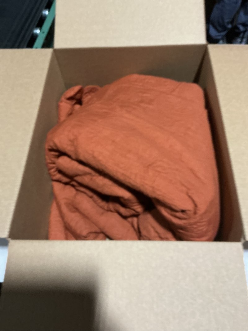 Condition photo showing As Is for HoneiLife Oversized King Bedspreads - California King Quilt 128x120, 4-Piece Cal King Quilt Sets,Rustic Bedding Sets King Size,Extra Large Coverlets Lightweight Bed Cover for All Season Use-Rust Super King-128"x120" Rust