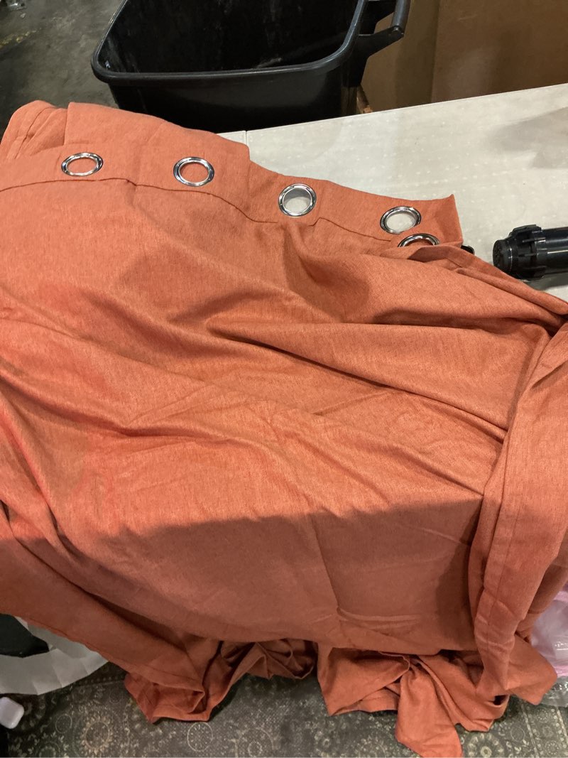 Condition photo showing Good Condition for miuco room darkening thermal insulated grommet window blackout curtains panels for livingroom 1 pair 52x84 inch rust, bonus 2 tie backs included rust 52"w x 84"l (pack of 2)