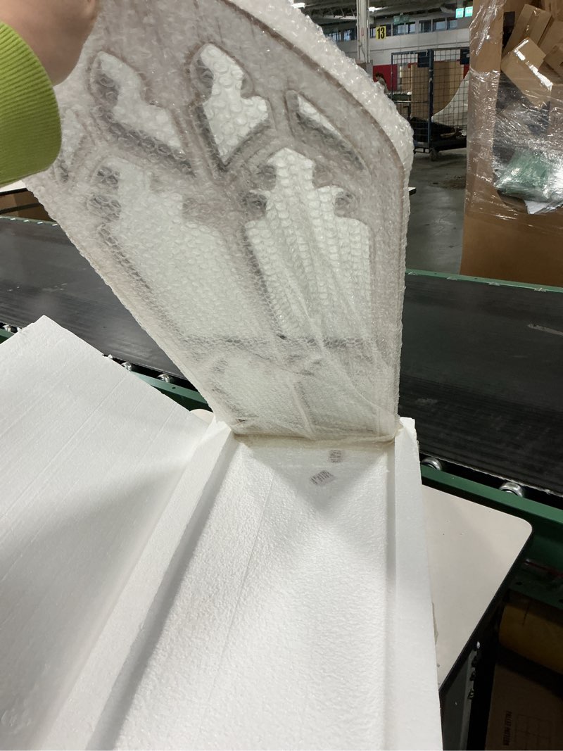 Condition photo showing New/Like New for Farmhouse Wood Frame Arched Window Mirror 12 x 38 inches, Hanging Distressed White Rustic Cathedral Hallway Mirrors for Wall, Decorative Long Mirrors for Wall Decor Living Room Entryway