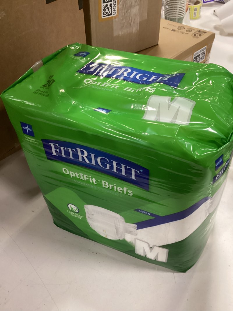 Condition photo showing New/Like New for FitRight OptiFit Briefs  Ultra Absorbency  Disposable Adult Briefs with Tabs  Medium  32 -44   20 Count