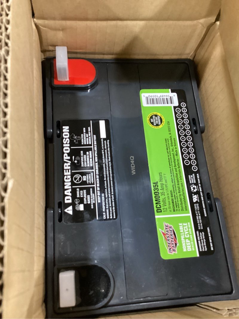 Condition photo showing Good Condition for interstate batteries 12v 35ah deep cycle mobility battery (group u1 or gt9l) vrla sla agm (l terminal) rechargeable replacement for scooters, medical devices, wheelchairs (dcm0035l)