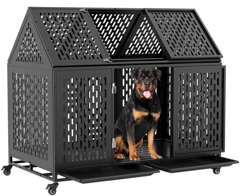 52'' heavy duty dog crate for large medium dogs, metal pet