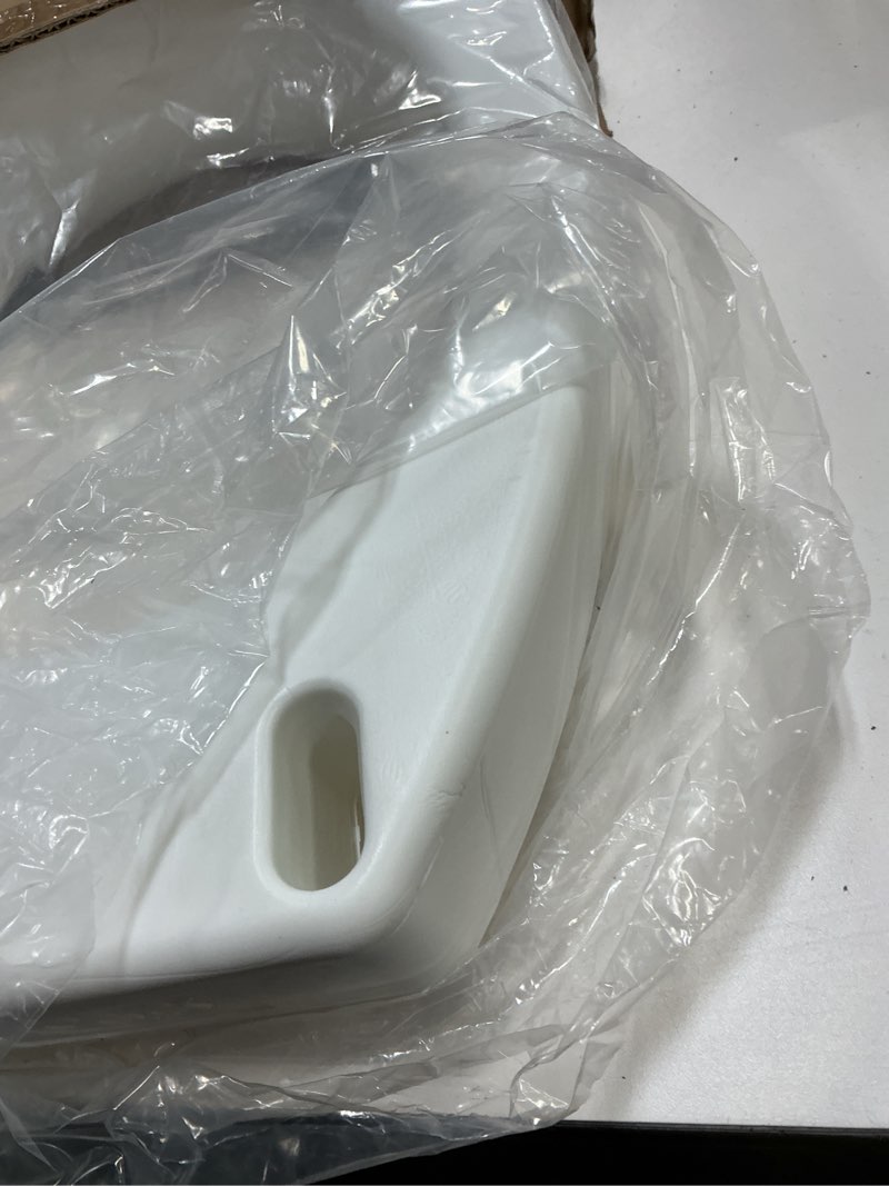 Condition photo showing As Is for Carex Toilet Seat Riser, Round Raised Toilet Seat Adds 3.5 inches to Toilet Height, for Assistance Bending or Sitting, 300 Pound Weight Capacity Toilet Riser