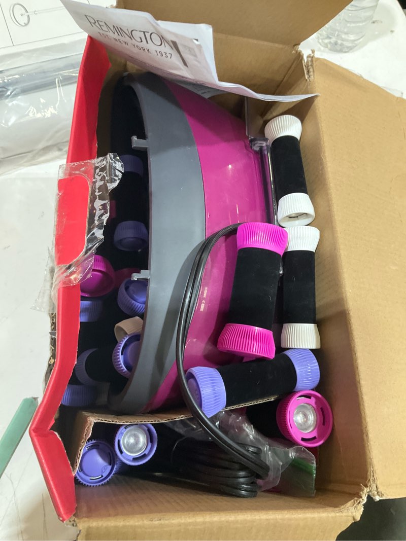 Condition photo showing As Is for remington ionic conditioning hair setter, 20 velvet hair rollers, 6 large (1¼”), 10 medium (1"), 4 small (¾”), blowout style hair curlers pink 1 count (pack of 1)