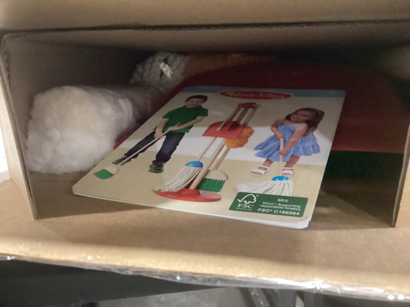 Condition photo showing Good Condition for Melissa & Doug Dust Sweep Mop 6-Piece Pretend Play Set, Toddler Toy Cleaning, Pretend Play Home Cleaning, Kids Broom and Mop Set for Ages 3+