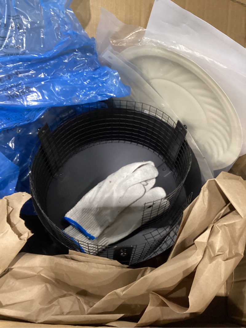 Condition photo showing As Is for 10Inch Chimney Cap,6/7/8/10 Inch Adjustable Stainless Steel Chimney Cap,304 Steel Round Rain Cover with Mesh Screen,Universal Cone Top Roof Cap for Wood/Oil Stove Vent,Weatherproof & Easy Installation Black 10 INCH