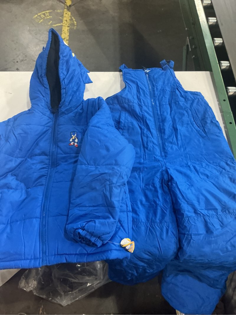 Condition photo showing Good Condition for Sonic The Hedgehog Boy’s Heavyweight 2-Piece Snow Bib & Jacket Snowsuit 10-12 Blue