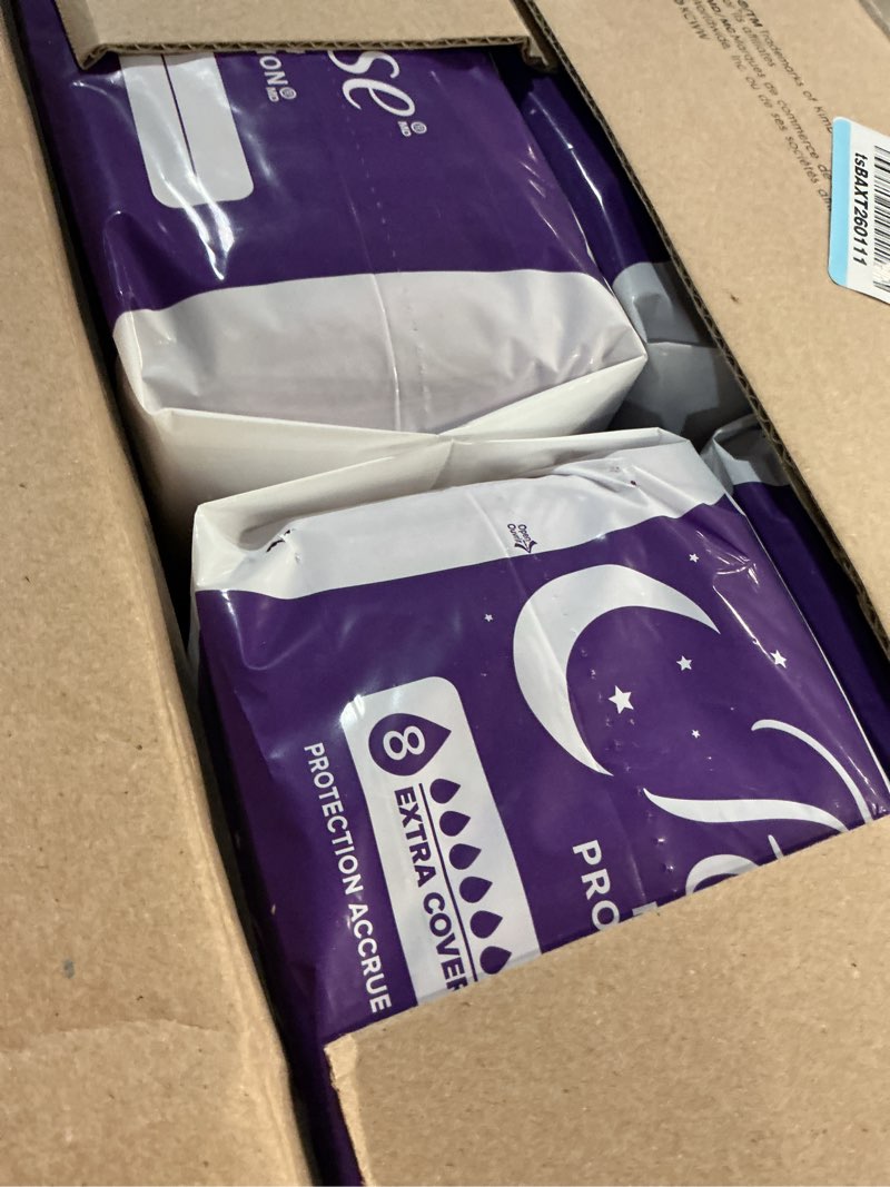Condition photo showing Good Condition for poise overnight incontinence & postpartum pads for bladder leaks, 8 drop extra coverage, 96 count, packaging may vary long 96