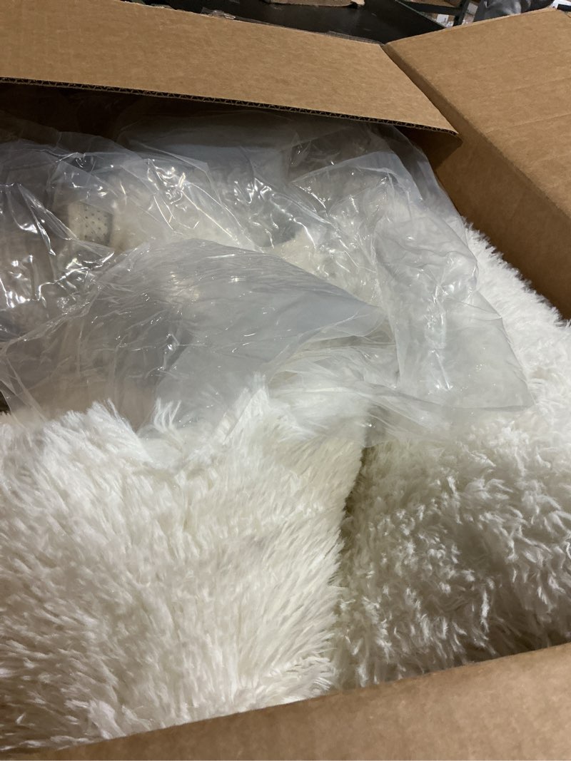 Condition photo showing As Is for BENRON Fluffy Rugs for Living Room 5x8 Cream White, Washable Large Area Rugs for Bedroom Dining Table Office Kids Nursery Room, Washable Indoor Floor Carpets 5' x 8' (Rectangular) Cream White