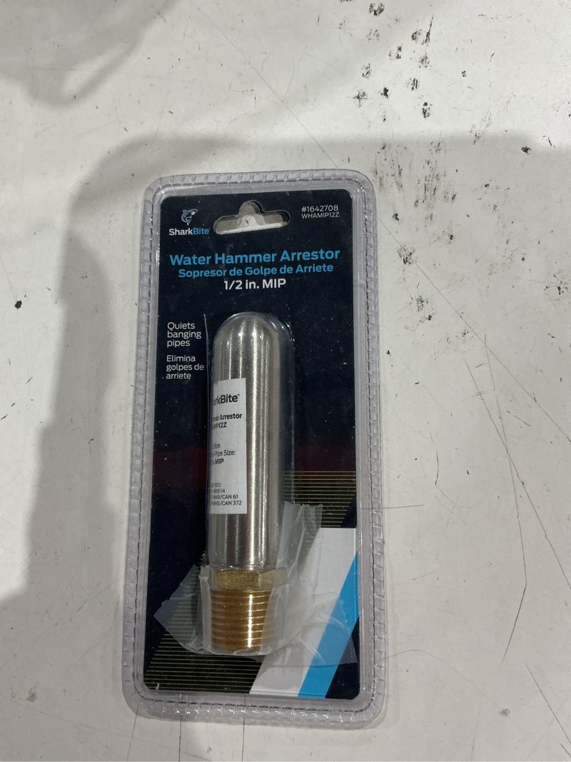 Condition photo showing As Is for sharkbite 1/2-in mip stainless steel water hammer arrestor