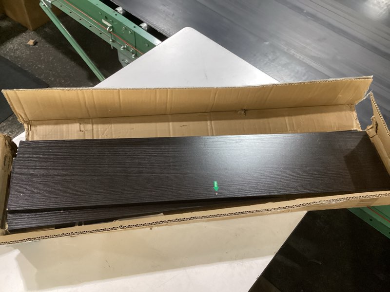 Condition photo showing Good Condition for dinzi lvj long wall shelves, 39.4inch wall mounted shelves set of 2, extra large floating storage ledges with sturdy metal brackets for living room, bathroom, bedroom, kitchen, espresso 39.4 inch espresso