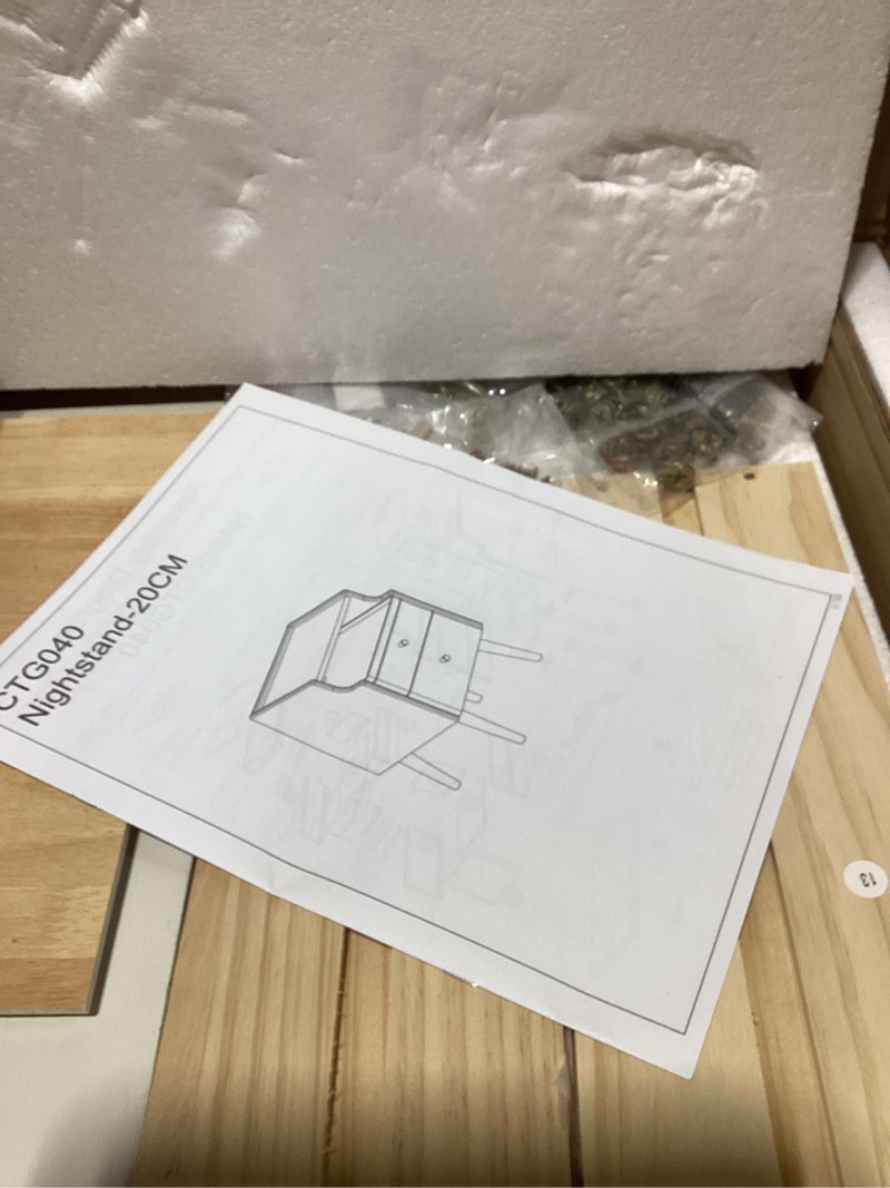 Condition photo showing As Is for AQIMUELE Small Nightstand with Drawers, Solid Wood Narrow Bedside Table, Narrow Nightstand for Bedroom | with Drawers, Bedside Table, for Bedroom 1 Pc(white) 15.74''D*7.87''W*19.68''H