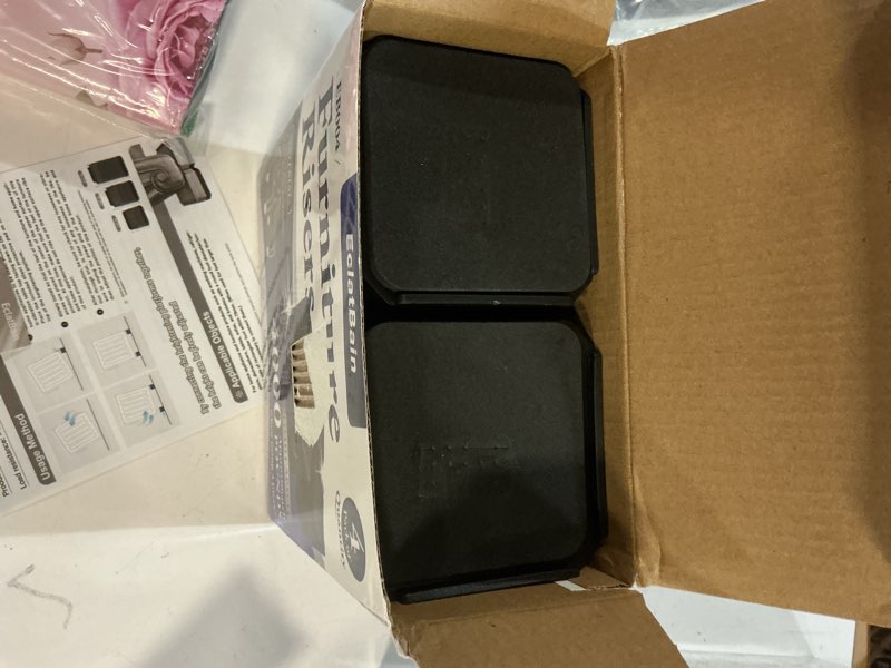 Condition photo showing Good Condition for Bed Risers Furniture Risers Heavy-Duty Rectangular Adjustable Block Lift to 3 inches and 4.3 inches Desk, Sofa, Chair Legs, Refrigerator, Washing Machine Support up to 4000 pounds Square-black-4 Pack 2 layer(3inches)